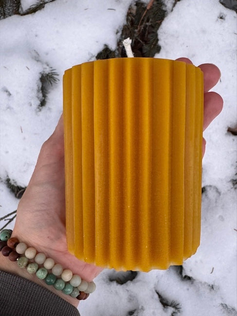 Beeswax Fluted Pillar